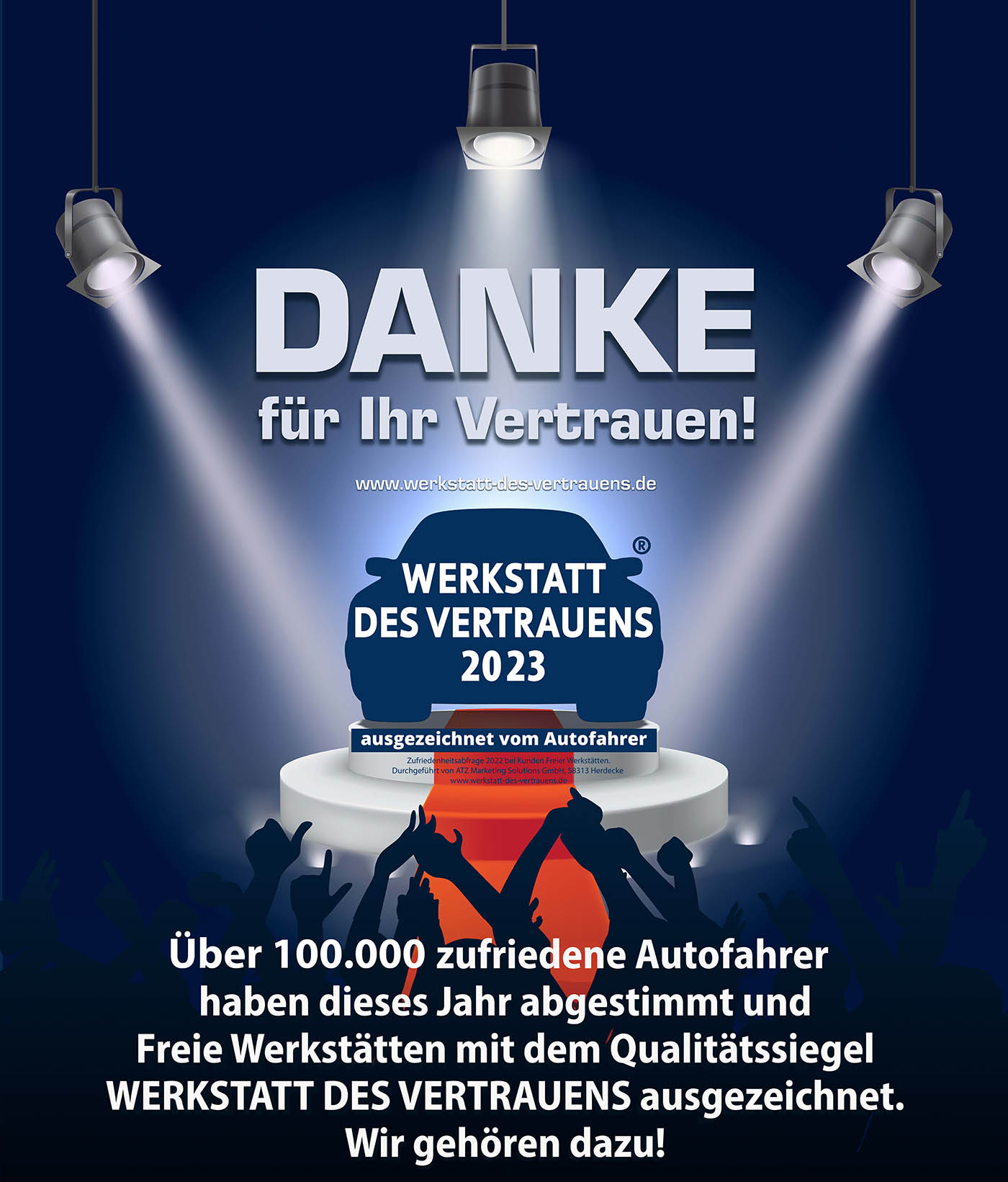 Werkstatt des Vertrauens 2023 - vielen Dank für euer Vertrauen! Wir sind Werkstatt des Vertrauens 2023.